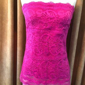 Le Chateau Fuchsia Pink Lace Tube Top